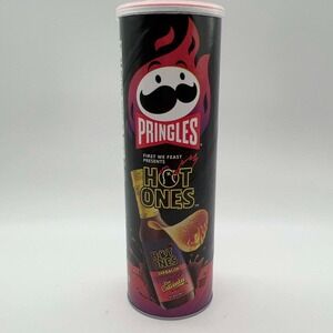 Pringles Hot Ones Barbacoa Los Calientes Flavor Potato Crisps Full Can BRAND NEW
